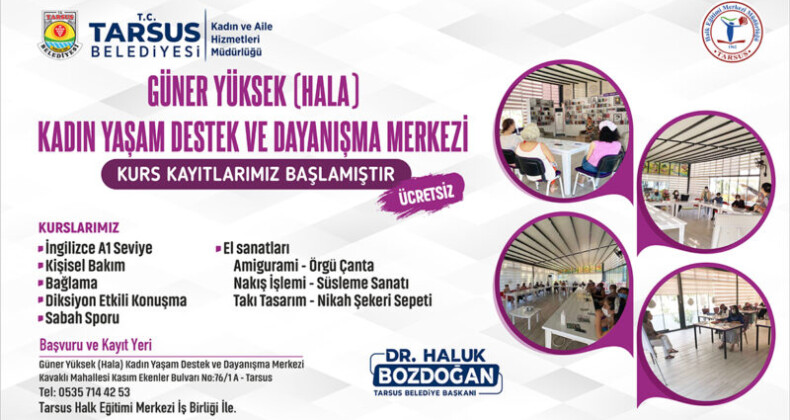 Tarsus’tan fark branşlarda ücretsiz kurs