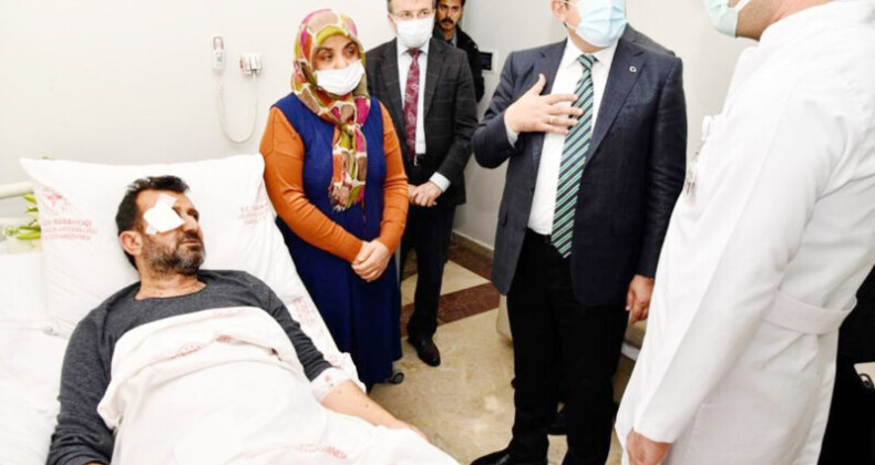 Vali Pehlivan yaralı polisi hastanede ziyaret etti
