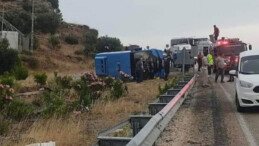  İŞÇİLERİ TAŞIYAN SERVİS DEVRİLDİ: 8 YARALI