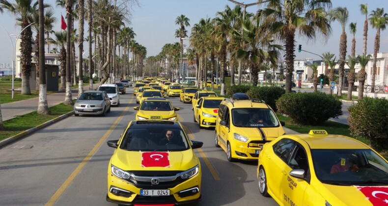 İzmir’de cinayete kurban taksici, Mersin’de 450 taksicinin düzenlediği konvoyla anıldı