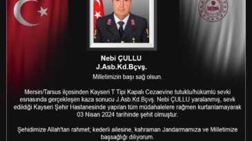 İçişleri Bakanı Yerlikaya’dan kazada şehit olan asker için taziye mesajı