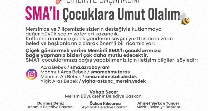 “Tebrik İçin SMA’lı bebeklere bağış yapın”