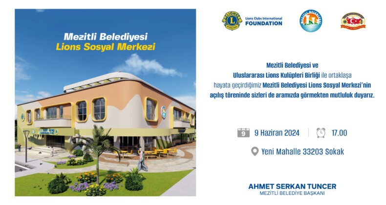 Mezitli Belediyesi Lions Sosyal Merkezi açılıyor