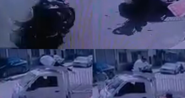 Kaza anları kamerada: Motosikletteki yolcu araç üstünde kaldı