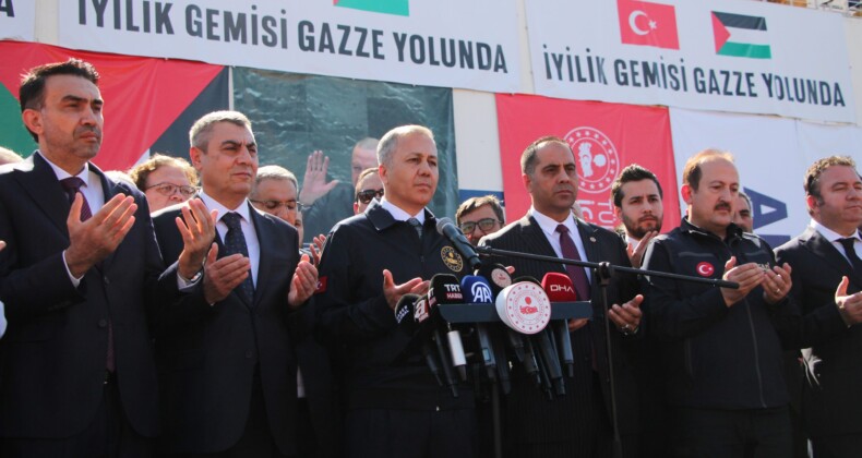 17. İyilik Gemisi, Bakan Yerlikaya’nın katıldığı törenle Gazze’ye uğurlandı