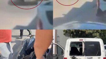 Kaza anı kamerada: Aracın çarptığı motosikletli savruldu