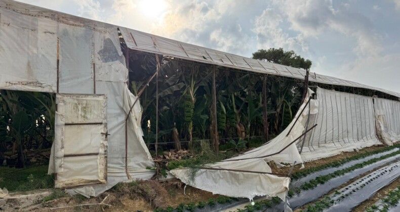 Mersin’de fırtına ve hortum seralara zarar verdi