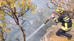 Makilikte çıkan yangın bahçelere ulaşmadan söndürüldü