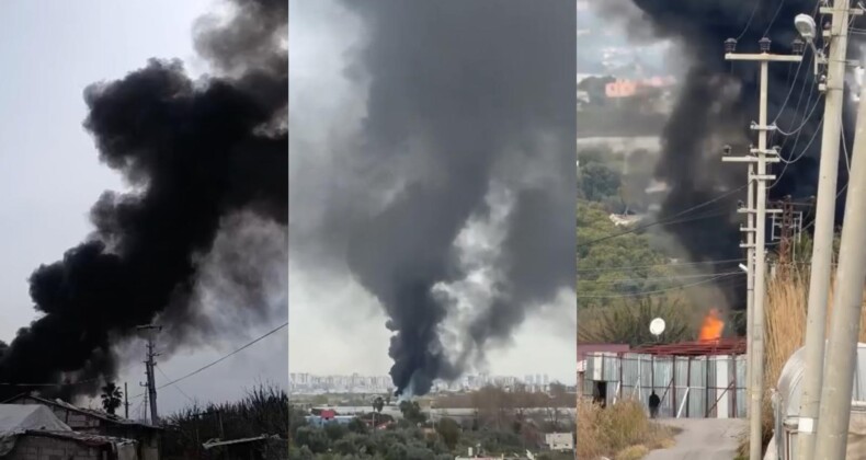 Hurdalıkta çıkan yangın gökyüzünü kara dumanla kapladı