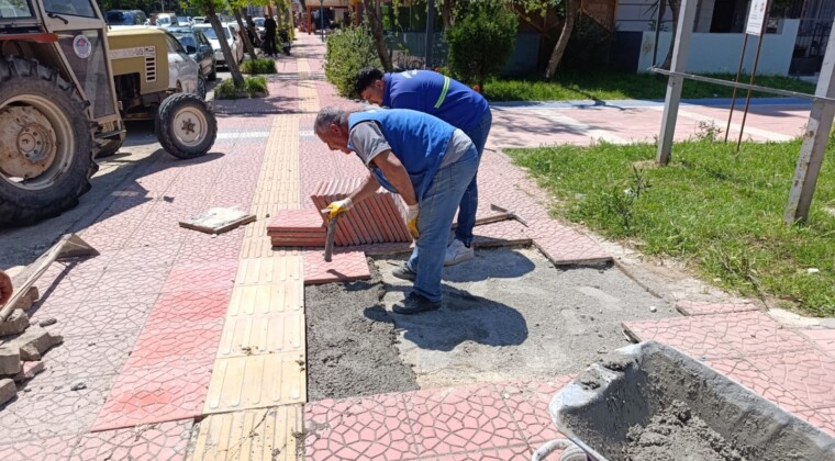 AKDENİZ BELEDİYESİ’NDEN DÖRT BİR YANA HİZMET: SOKAKLAR VE BAHÇE YOLLARI YENİLENİYOR