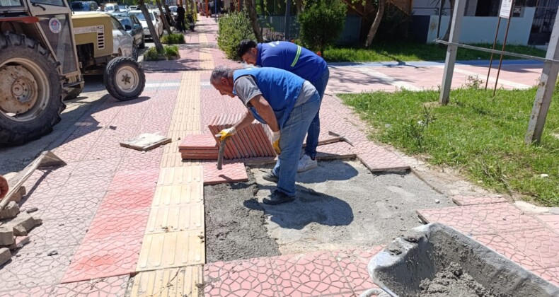 AKDENİZ BELEDİYESİ’NDEN DÖRT BİR YANA HİZMET: SOKAKLAR VE BAHÇE YOLLARI YENİLENİYOR