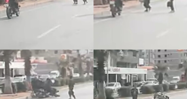 Motosiklet yayaya çarptı, o anlar araç kamerasına yansıdı: 2 yaralı