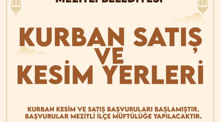 MEZİTLİ BELEDİYESİ’NDEN KURBAN BAYRAMI DÜZENLEMESİ